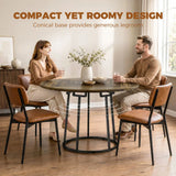 HOMCOM 120cm Round Dining Table with Conical Metal Base – Space-Saving Kitchen Table for 4-6, Rustic Brown