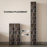 HOMCOM Set of 2 CD Media Tower Shelf Units with Adjustable Shelves, 204 CD Capacity – High Gloss Grey