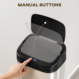 HOMCOM 50L Stainless Steel Sensor Bin with Slim 25cm Width – Hygienic Kitchen Rubbish Bin, Silver Tone