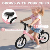 AIYAPLAY 11.2" Toddler Balance Bike with Light-Up Wheels, Adjustable Seat & Handlebar, 360° Steering – Ages 2-5, Pink