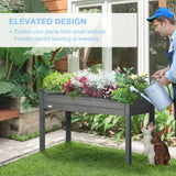 Outsunny Raised Garden Bed with Removable Liner, Fir Wood Elevated Planter Box – Flowers, Vegetables & Herbs, Dark Grey