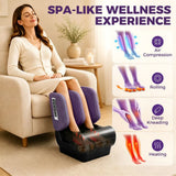 HOMCOM 2-in-1 Foot and Calf Massager with Heat, Air Compression and Timer – Folding Heated Footstool