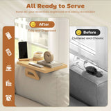 HOMCOM Anti-Slip Bamboo Sofa Armrest Tray with 360° Phone Holder & Removable Cup Holder – Natural