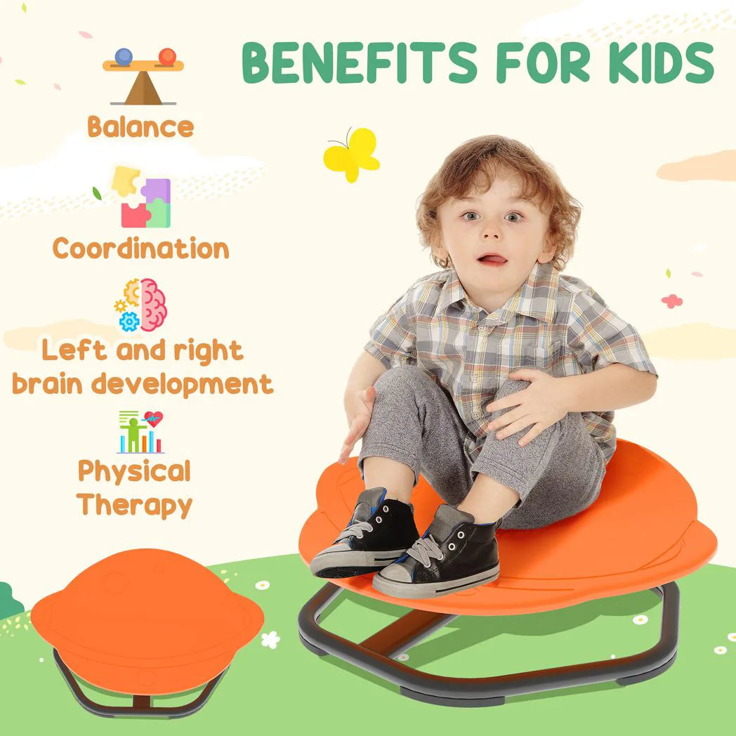 AIYAPLAY Planet-Shaped Kids Sensory Swivel Chair for Balance and Coordination – 360° Spin, Orange