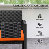 Outsunny 2 Seater Rattan Garden Bench with Padded Cushion, Orange