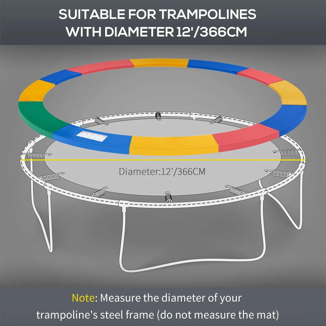 HOMCOM 12ft Trampoline Spring Cover with EPE Foam Padding – Replacement Safety Pad Surround, Multicoloured