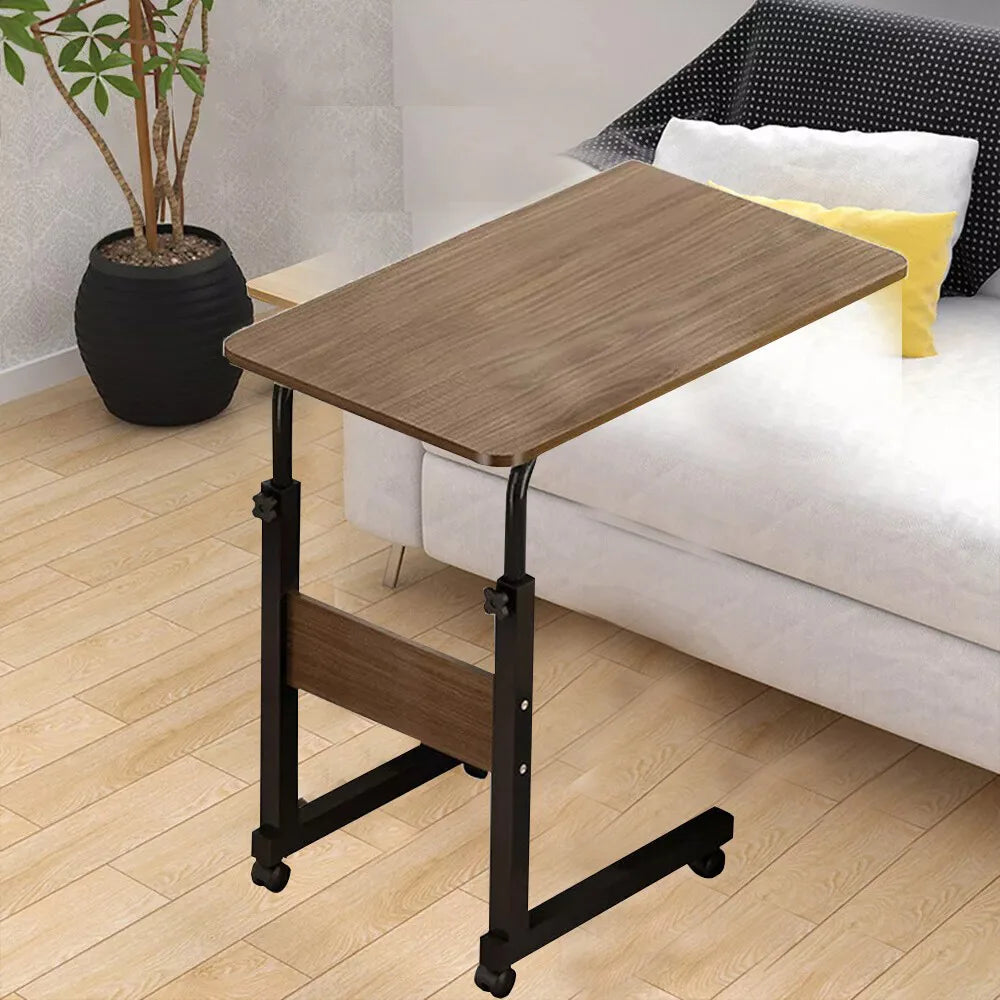Height-Adjustable C-Shaped Overbed Table on Lockable Wheels – Mobile Laptop Tray, Bedside and Sofa Side Table