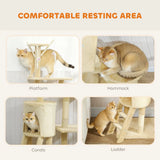 PawHut 134cm Multi-Level Cat Tower with Condo and Sisal Scratching Posts – Indoor Cat Tree, Beige