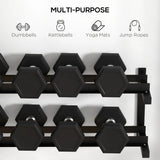 SPORTNOW Wall-Mounted Dumbbell Rack, 2-Tier Steel Weight Stand, 70kg Capacity – Home Gym Storage, Black