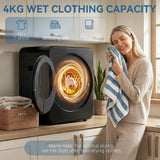 HOMCOM 4kg Vented Front Tumble Dryer with Stainless Steel Drum – 800W Compact Freestanding, Black
