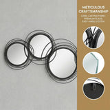 HOMCOM Metal Wall Art 56cm Modern Decorative Mirror Decor for Living Room Bedroom Dining Room, Black