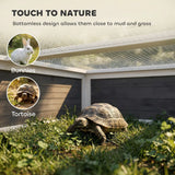PawHut Wooden Tortoise House with Run, Observation Window and Top Opening – Outdoor Small Pet Enclosure