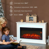 HOMCOM 2000W Electric Fireplace with Faux Flame, Thermostat and Remote – 5118 BTU Heater, White