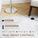 HOMCOM Floor Lamp with Remote, Height Adjustable Standing Lamp with Linen Shade