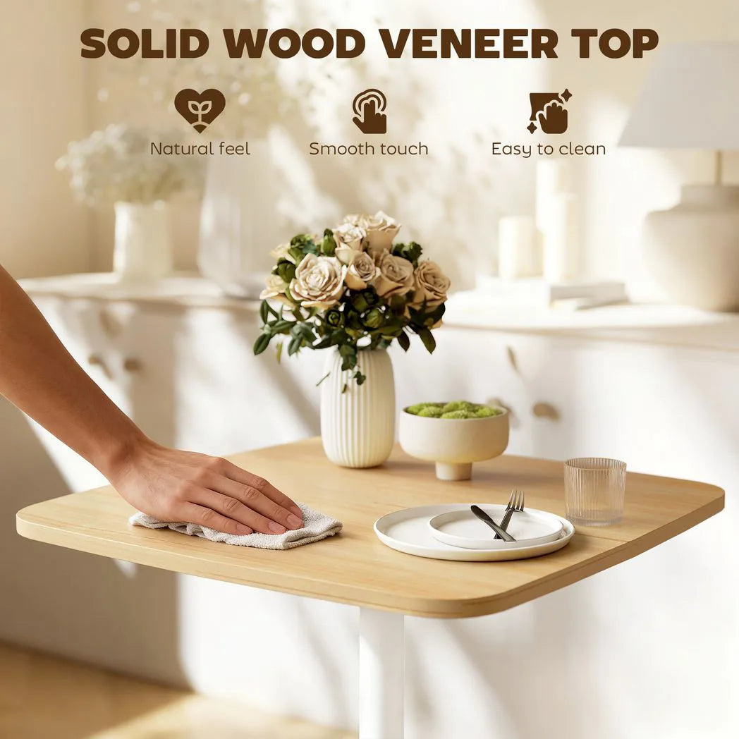 HOMCOM 60 cm Square Dining Table for Two with Wood-Veneer Top and Steel Base – Small Kitchen Table, Natural Wood