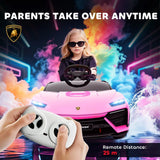 AIYAPLAY 12V Lamborghini Licensed Electric Ride On Car with Remote Control – Kids 3–6 Years, Pink