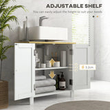 kleankin Under Sink Bathroom Cabinet with U-Shaped Cut-Out – For Basins Without Pedestal, White