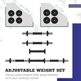 SPORTNOW 15kg Adjustable 2-in-1 Barbell & Dumbbell Set with Non-Slip Handles – Home Gym, Black and Green