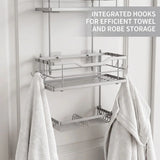 3 Tier Screen Shower Caddy Bathroom Storage Organiser Hanging Tidy Rack Basket-Silver
