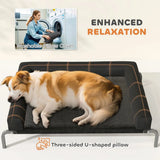 PawHut Elevated Dog Bed with Removable Bolsters – Raised Mesh Pet Cot for Medium Breeds, Indoor & Outdoor, Black