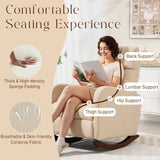 HOMCOM Corduroy Rocking Armchair with Thick Padding, Side Pockets and Rubberwood Feet – Lounge Chair, Beige