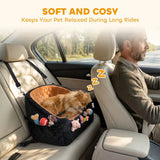 PawHut Dog Car Seat with Thick Cushion, Seat Belt and Side Pockets – Booster Bed for Dogs Under 10kg, Brown