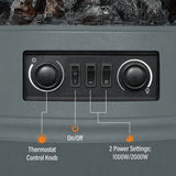 HOMCOM Vintage Electric Fireplace Stove, 1000W/2000W Freestanding with LED Flame and Thermostat – Grey
