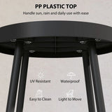 Outsunny 49.5 cm Round Garden Side Table with UV-Resistant Tray-Style Top and Metal Legs – Indoor Outdoor, Black