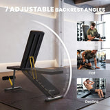 SPORTNOW Adjustable Weight Bench with 7 Backrest Positions & Resistance Bands – 300kg Foldable Incline Decline Bench