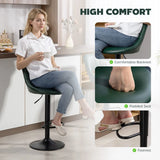 HOMCOM Set of 2 Faux Leather Bar Stools with 360° Swivel & Adjustable Height – Kitchen Stools, Dark Green