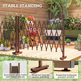 Outsunny Expanding Trellis Fence – Freestanding Foldable Garden Screen Panel, 250 x 103.5cm, Dark Brown