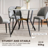 HOMCOM Round Dining Table for 4 with Metal Frame and Anti-Slip Foot Pads, 90cm – Space-Saving Kitchen Table, Grey