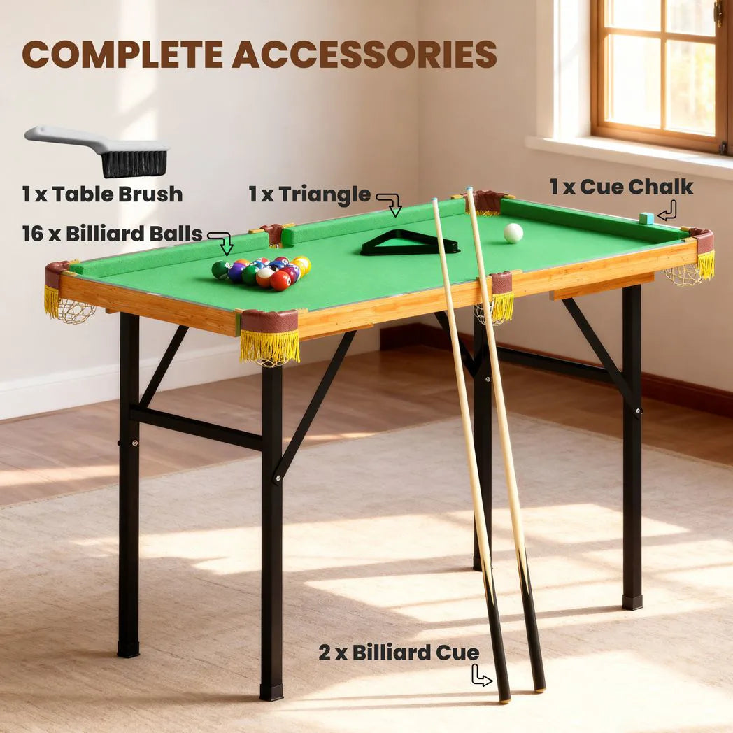SPORTNOW 4ft Folding Pool Table with 2 Cues, 16 Balls, Triangle & Chalk – Mini Billiards Table for Kids & Adults