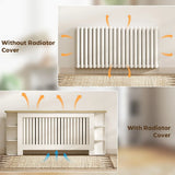 HOMCOM Extra Large Radiator Cover with Open Shelves – Vertical Slatted Heater Cabinet for Living Room, White