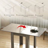 HOMCOM Folding Dining Table for 4-6 – Extendable Drop Leaf Kitchen Table for Small Spaces, Grey
