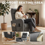 HOMCOM Upholstered Rocking Chair with Retractable Footrest and High Back – Living Room Rocker, Grey
