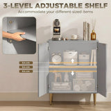 HOMCOM Sideboard Buffet Cabinet with Adjustable Shelf and Metal Legs – Modern Kitchen Storage Cupboard, Grey