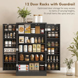 HOMCOM Freestanding Kitchen Pantry Cabinet with Door Racks and Adjustable Shelves, Black