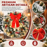 36in Pre-Lit Snow Flocked Christmas Wreath with 100 LED Lights – Lighted Artificial Door Decoration
