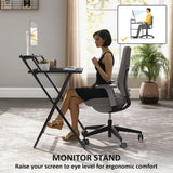 HOMCOM 70 cm Folding Computer Desk with Monitor Shelf – Compact Foldable Home Office Table, Black