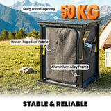 Outsunny Folding Camping Kitchen Cupboard with 3-Tier Storage and Adjustable Feet – Aluminium, Black