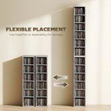 HOMCOM Set of 2 CD Media Display Shelf Towers with 5 Adjustable Shelves – Slim Racks, Grey
