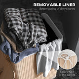 HOMCOM 70L Collapsible Bamboo Laundry Hamper with Lid & Removable Lining – Washing Basket, 40x30x60cm