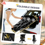 PawHut Foldable Dog Pram with Reflective Strips and 360° Swivel Wheels – Pet and Cat Stroller, Black