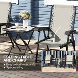Outsunny Three-Piece Folding Garden Bistro Set with Two Armchairs and Mesh-Top Table – Patio Furniture, Cream White