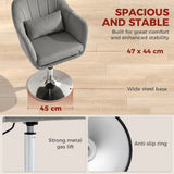 HOMCOM Retro Velvet Swivel Tub Chair with Adjustable Height and Steel Base – Vanity Accent Chair, Grey