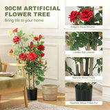 HOMCOM 90cm Artificial Rose Tree Set of 2