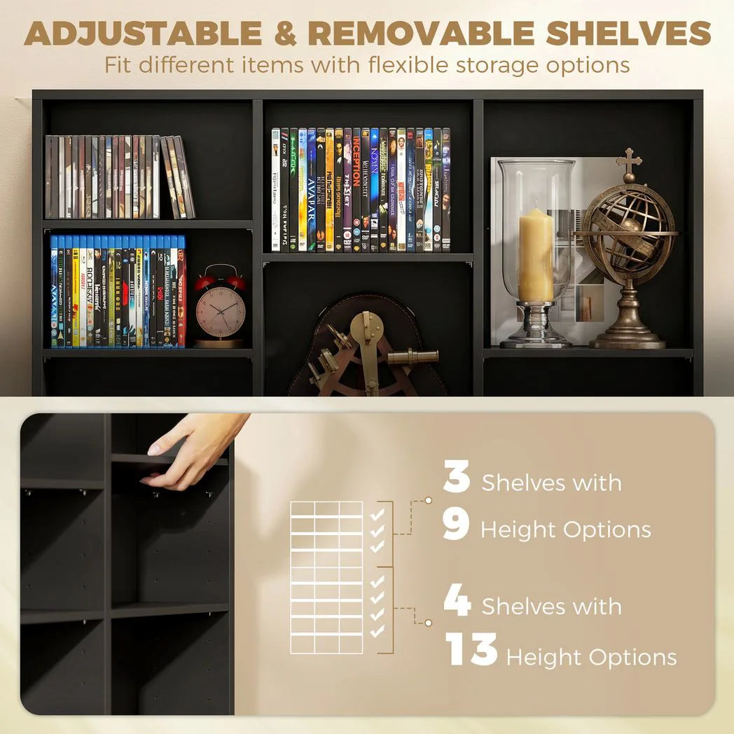 HOMCOM CD and DVD Storage Tower with 27 Compartments and 21 Adjustable Shelves – Media Rack, Black