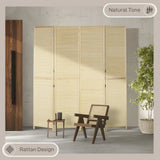 HOMCOM 4-Panel Bamboo Rattan Room Divider – Freestanding Folding Privacy Screen, 180 x 180cm, Natural