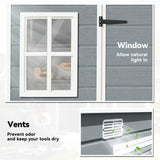 Outsunny 10 x 4ft Resin Garden Shed with Floor, Windows & Lockable Double Doors – Outdoor Storage, Grey